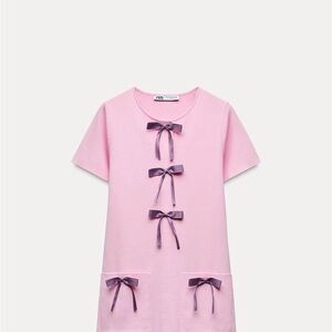 Pink Dress with Bow Accents